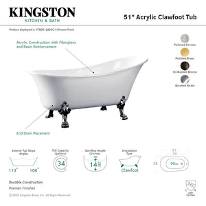 kingston-brass-aqua-eden-51-inch-acrylic-single-slipper-clawfoot-tub-no-faucet-drillings-white-polished-brass-vtnd512824c2