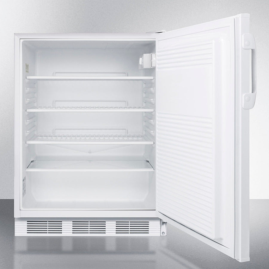 Accucold 24" Wide All-Refrigerator with Auto Defrost and White Exterior Open