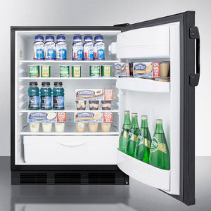 Accucold 24" Wide All-Refrigerator with Automatic Defrost and Black Exterior Full