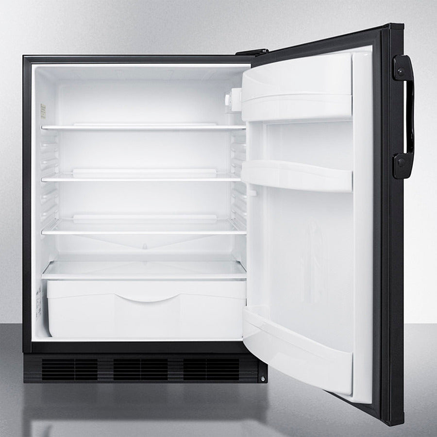 Accucold 24" Wide All-Refrigerator with Automatic Defrost and Black Exterior Open