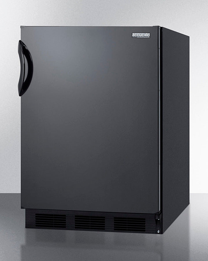 Accucold 24" Wide Built-In All-Refrigerator ADA Compliant with Automatic Defrost and Black Exterior