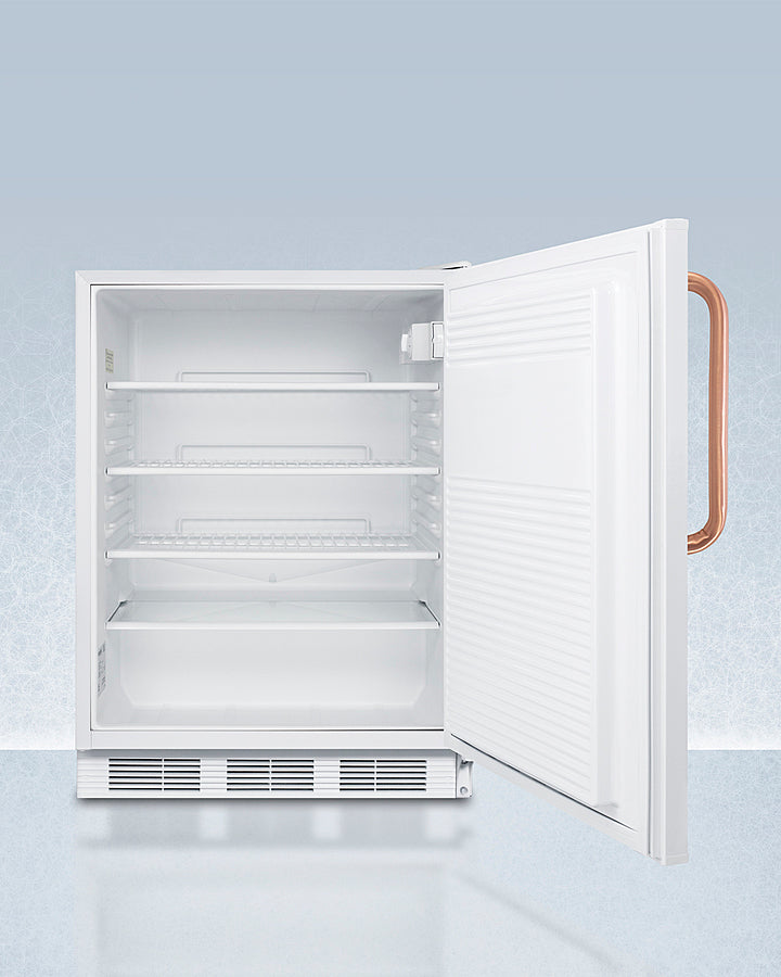 Accucold 24" Wide Built-In All-Refrigerator with Antimicrobial Pure Copper Handle ADA Compliant Open