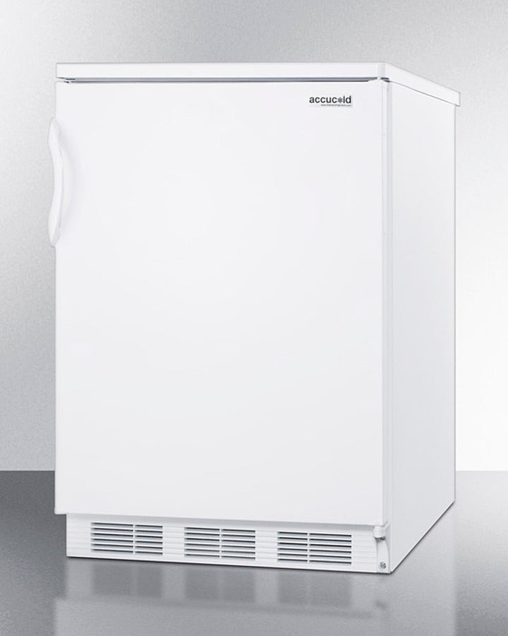 Accucold 24" Wide Built-In All-Refrigerator with Automatic Defrost and White Exterior