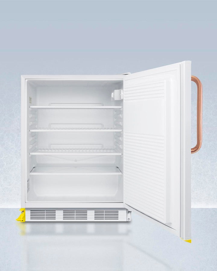 Accucold 24" Wide Built-In All-Refrigerator with Copper Handle ADA Compliant Open