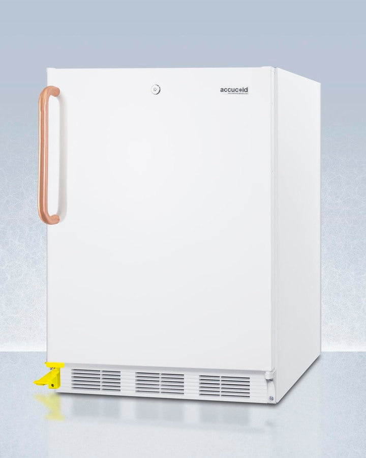 Accucold 24" Wide Built-In All-Refrigerator with Copper Handle ADA Compliant Angle