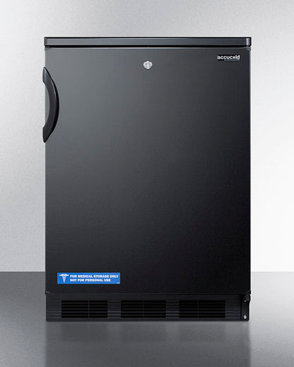 Accucold 24" Wide Built-In All-Refrigerator with Front Lock and Black Exterior