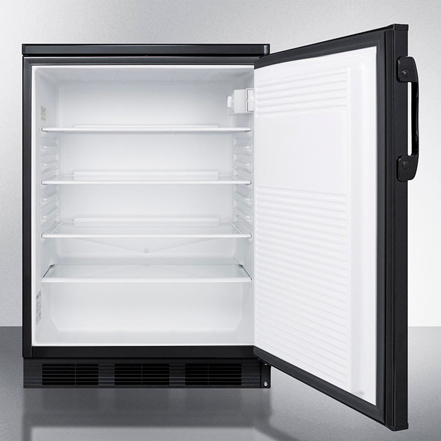Accucold 24" Wide Built-In All-Refrigerator with Front Lock and Black Exterior