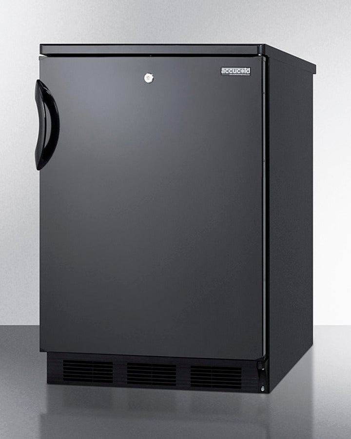 Accucold 24" Wide Built-In All-Refrigerator with Front Lock and Black Exterior