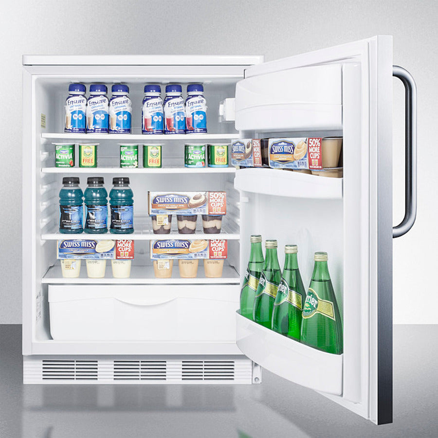 Accucold 24" Wide Built-In All-Refrigerator with Towel Bar Handle Full