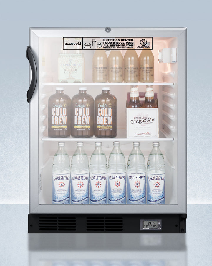 Accucold 24" Wide Nutrition Center Built-In Glass Door All-Refrigerator ADA Compliant