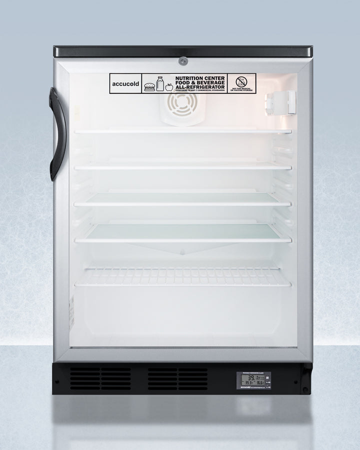 Accucold 24" Wide Nutrition Center Built-In Glass Door All-Refrigerator
