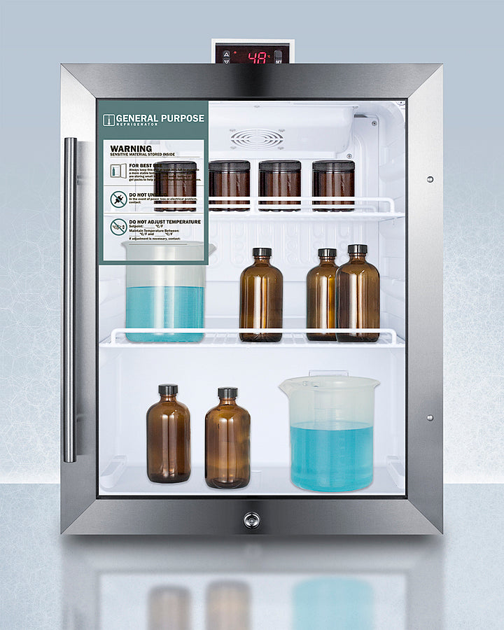 Accucold General Purpose Compact Glass Door All-Refrigerator with Lock