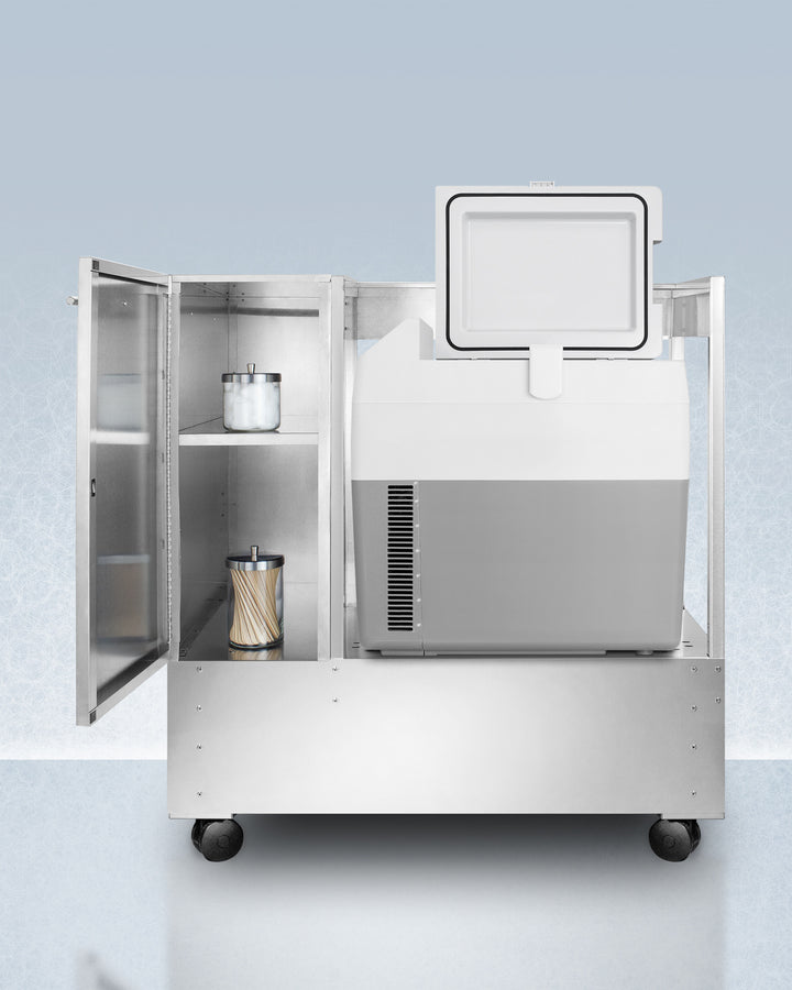 Accucold Stainless Steel Cart with Portable Refrigerator/Freezer