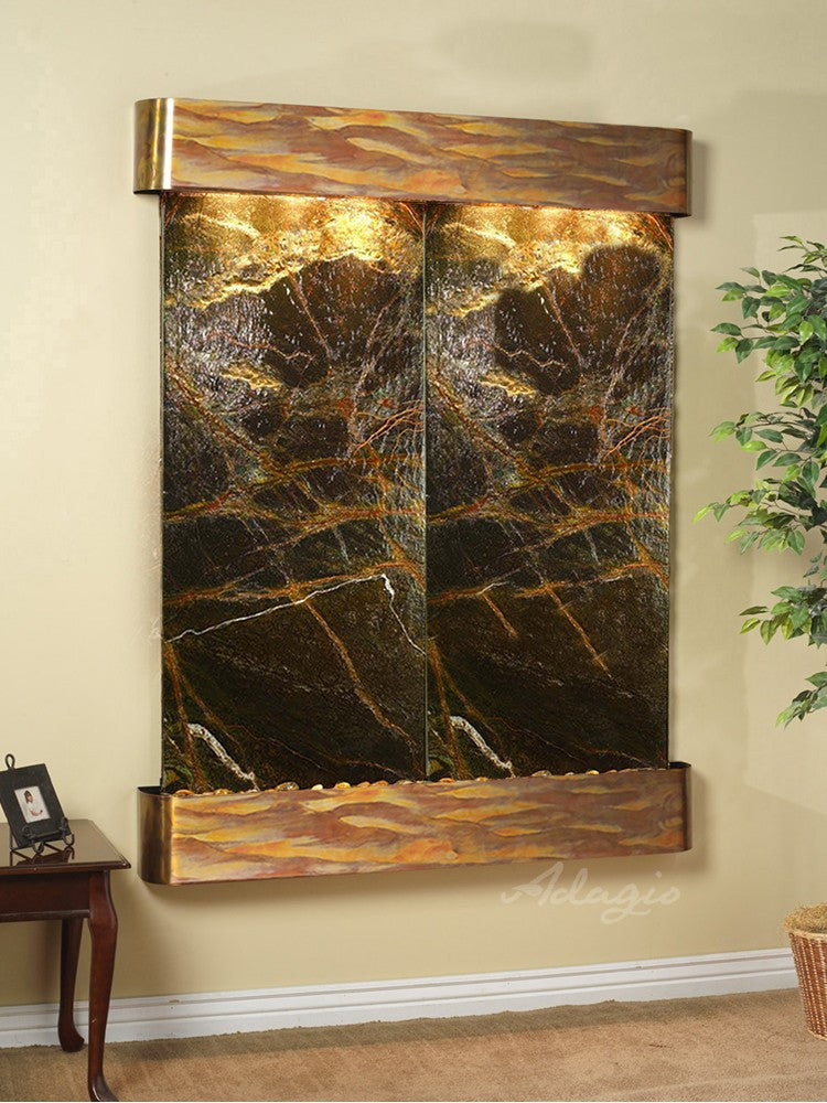 Adagio Majestic River Round Rustic Copper Green Marble 