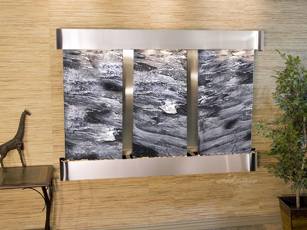 Adagio Olympus Falls Round Stainless Steel Black Spider Marble