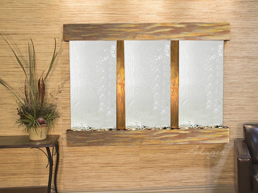 Adagio Olympus Falls Square Rustic Copper Silver Mirror 