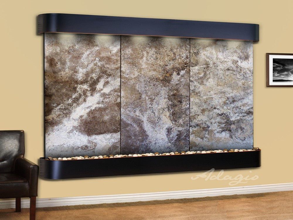 Adagio Solitude River Round Blackened Copper Magnifico Travertine