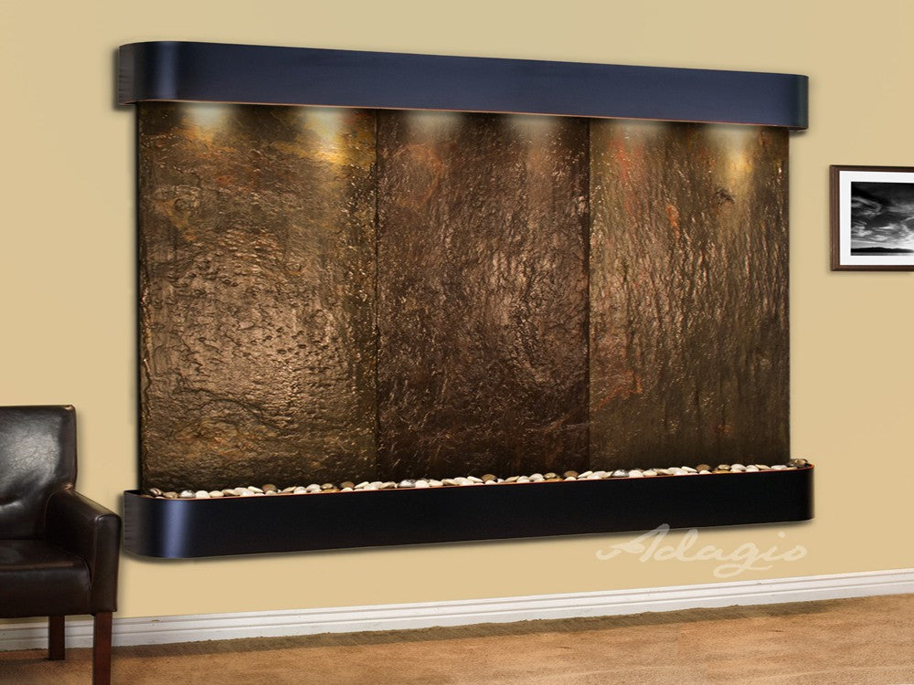 Adagio Solitude River Round Blackened Copper Multi Color Natural Slate