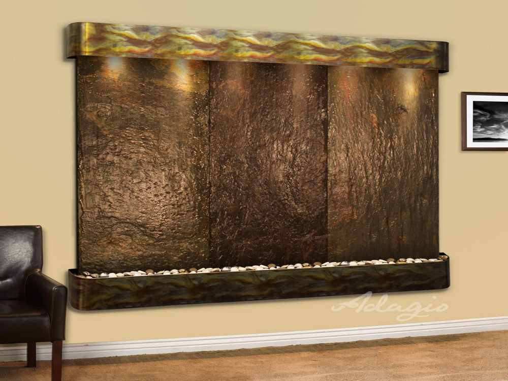 Adagio Solitude River Round Rustic Copper Multi Color Natural Slate 