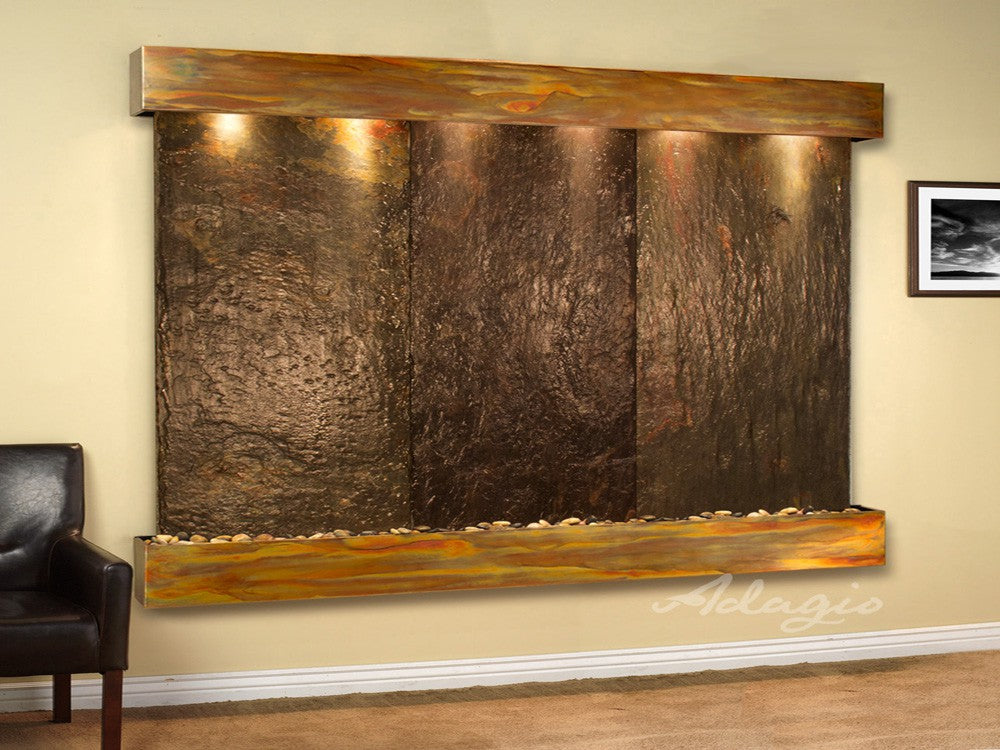 Adagio Solitude River Square Rustic Copper Multi Color Natural Slate