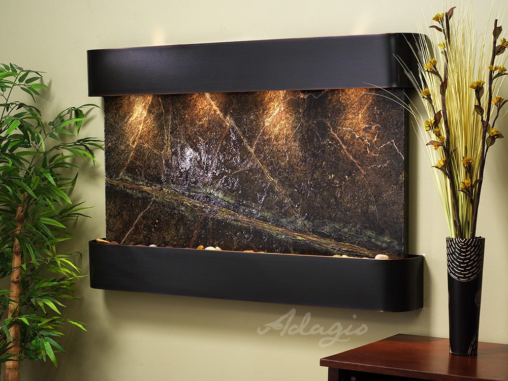 Adagio Sunrise Springs Round Blackened Copper Green Marble