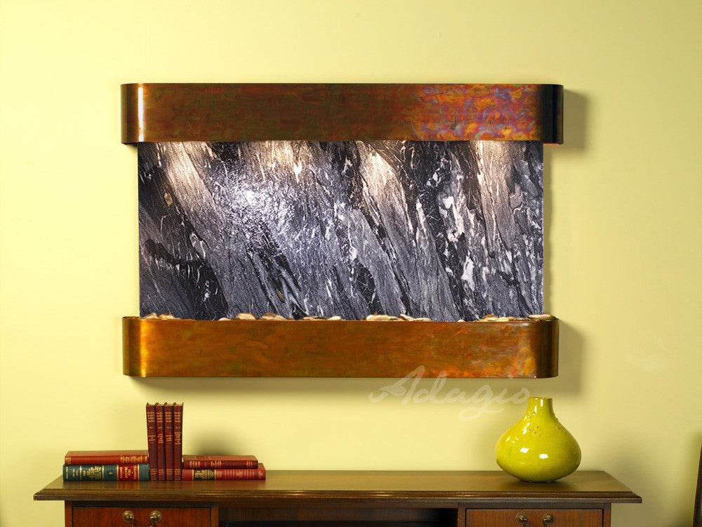 Adagio Sunrise Springs Round Rustic Copper Black Spider Marble