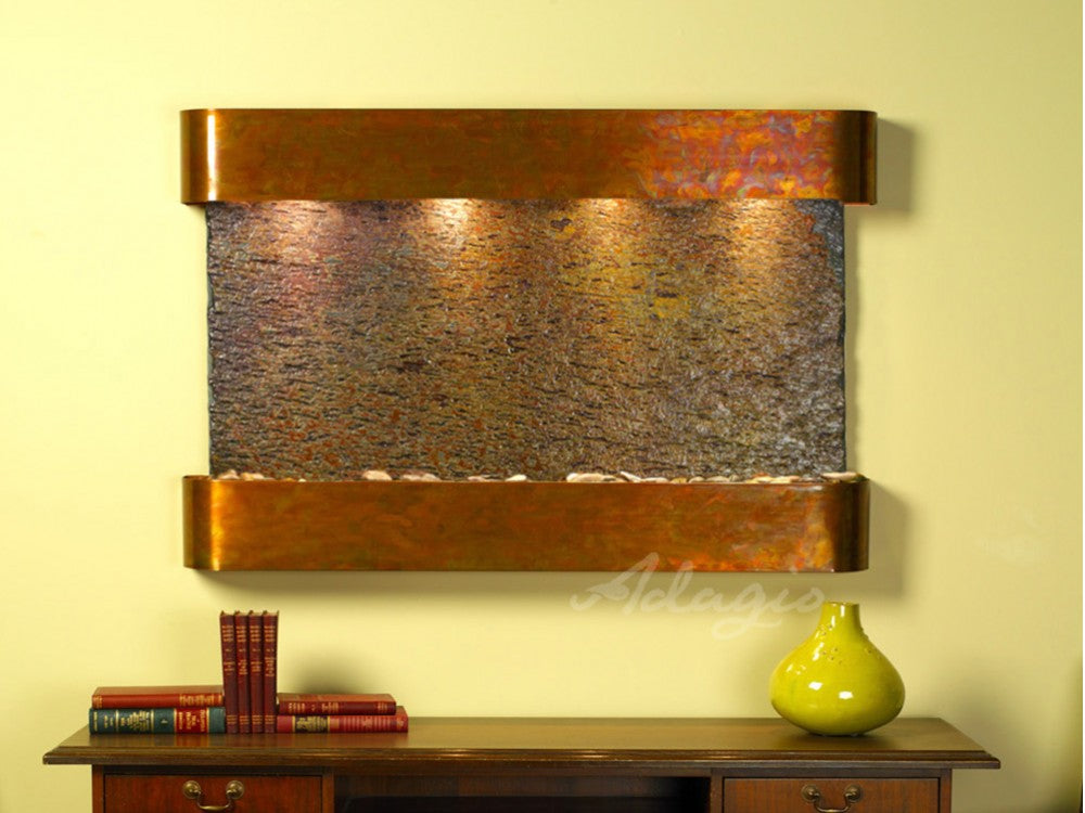 Adagio Sunrise Springs Round Rustic Copper Multi Color Natural Slate