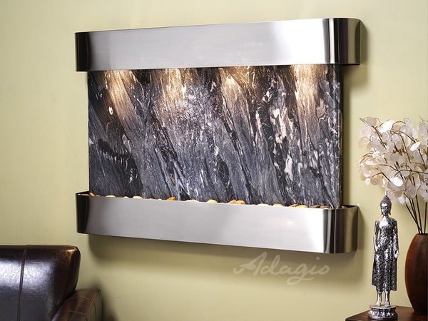 Adagio Sunrise Springs Round Stainless Steel Black Spider Marble 