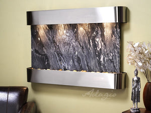 Adagio Sunrise Springs Round Stainless Steel Black Spider Marble 