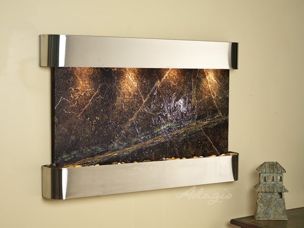 Adagio Sunrise Springs Round Stainless Steel Green Marble 