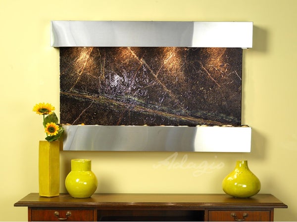 Adagio Sunrise Springs Square Stainless Steel Green Marble