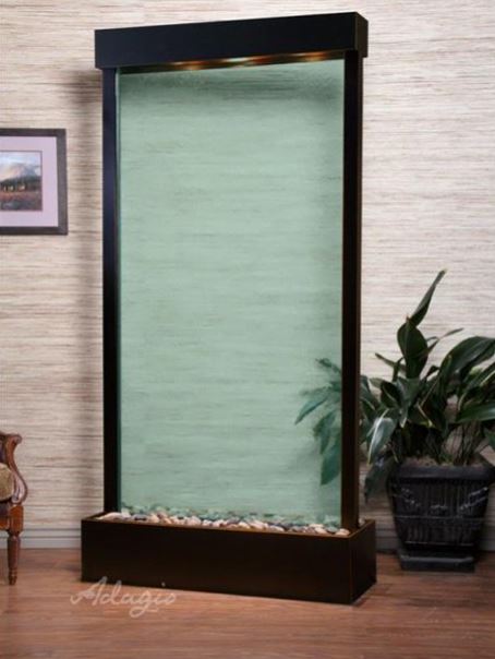 ADAGIO Tranquil River Center Mount Blackened Copper Green Glass