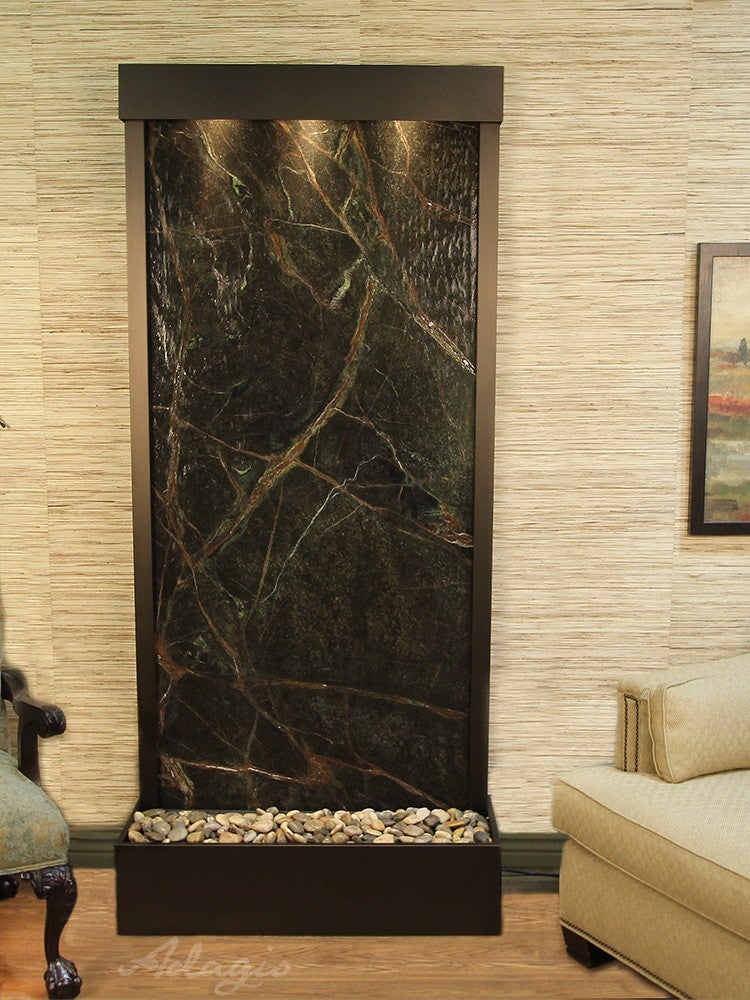 ADAGIO Tranquil River Flush Mount Antique Bronze Green Marble 