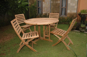 Anderson Teak Andrew Butterfly Folding 5-Piece Dining Set - Set-35