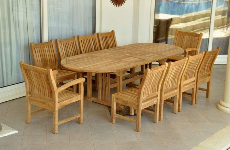 Anderson Teak Sahara Dining Side Chair 11-Piece Oval Dining Set - Set-78