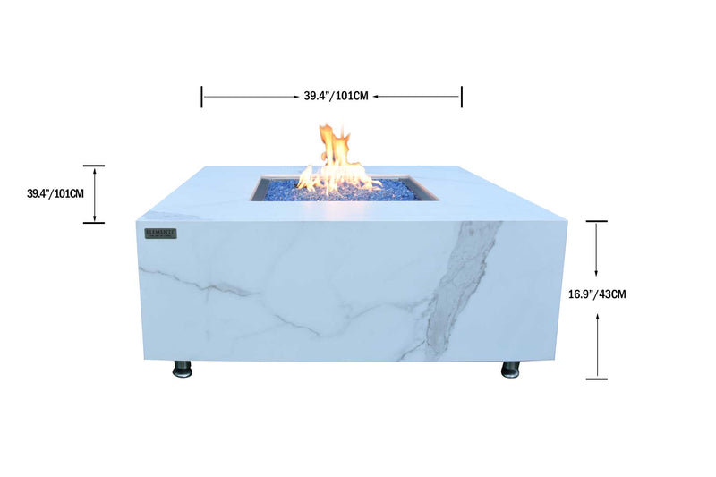Elementi Bianco Porcelain Bulgaria black & Metal Frame Fire Table