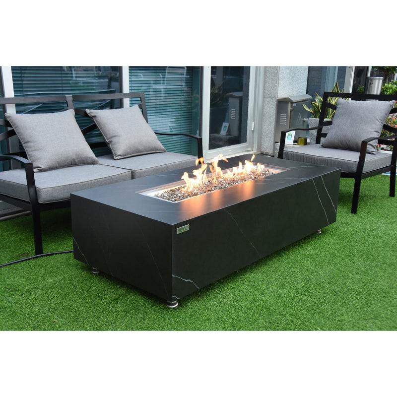 Elementi Varna Bianco white Porcelain & Metal Frame Fire Table