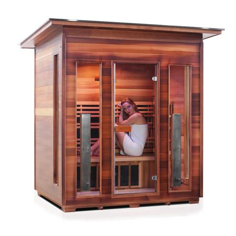 Enlighten Sauna Rustic 4 Person Outdoor/Indoor Full Spectrum Infrared Sauna - 17378 - PrimeFair