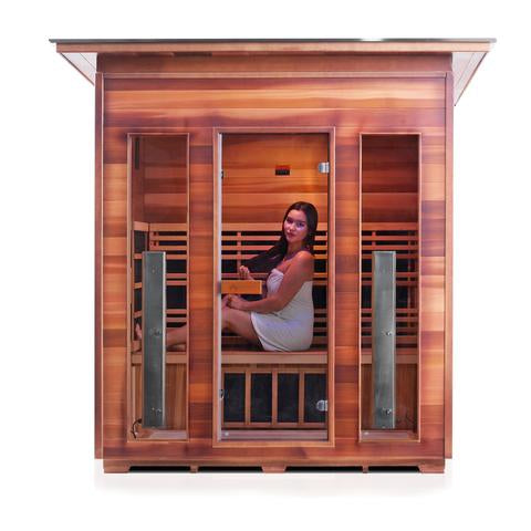 Enlighten Sauna Rustic 4 Person Outdoor/Indoor Full Spectrum Infrared Sauna - 17378 - PrimeFair