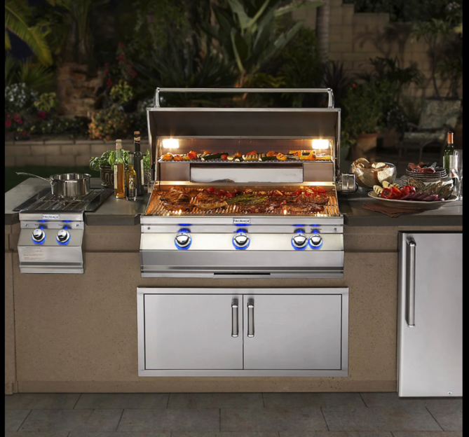 Fire Magic Aurora A790I 36-Inch Built-In Natural Gas Grill With One Infrared Burner, Magic View Window, Rotisserie, And Analog Thermometer - A790I-8LAN-W