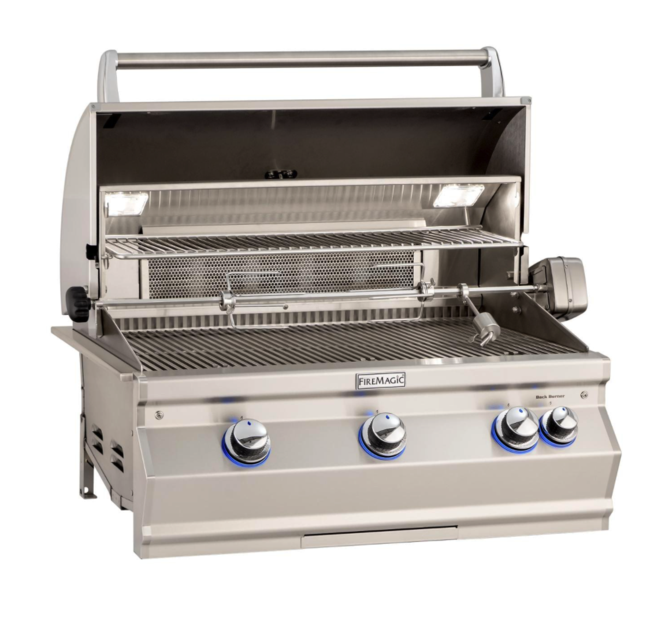 Fire Magic Aurora A790I 36-Inch Built-In Propane Gas Grill With One Infrared Burner, Rotisserie, And Analog Thermometer - A790I-8LAP