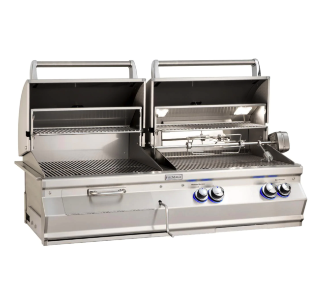 Fire Magic Aurora A830I 46-Inch Built-In Natural Gas & Charcoal Combo Grill With Rotisserie And Analog Thermometer - A830I-8EAN-CB - Fire Magic Grills