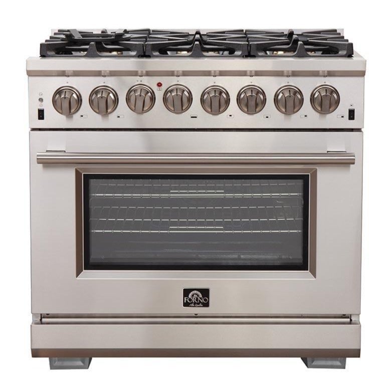 FORNO Fratta 36" Platinum Freestanding Dual Fuel Range - FFSGS6187-36