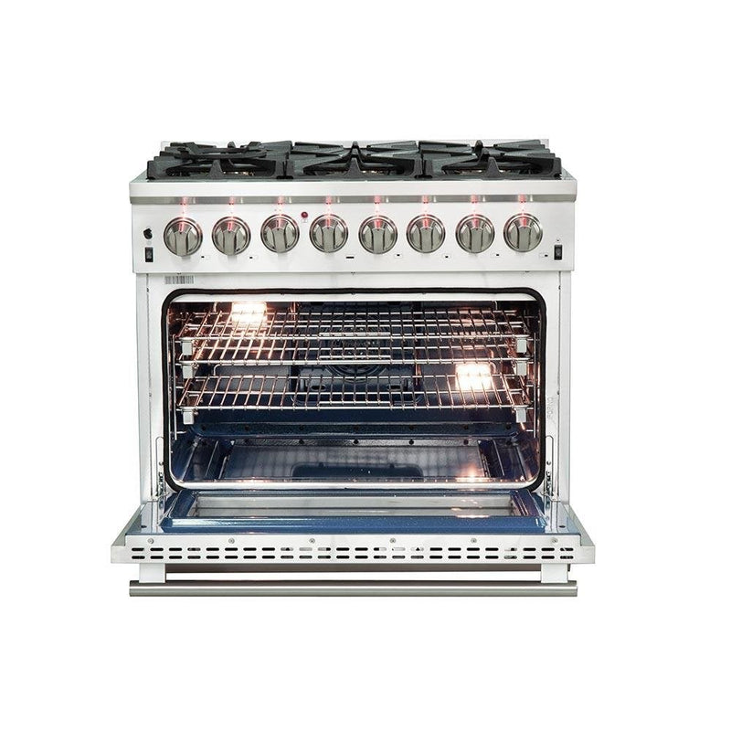 FORNO Fratta 36" Platinum Freestanding Dual Fuel Range - FFSGS6187-36