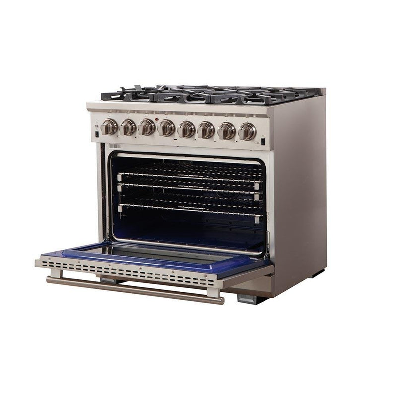 FORNO Fratta 36" Platinum Freestanding Dual Fuel Range - FFSGS6187-36