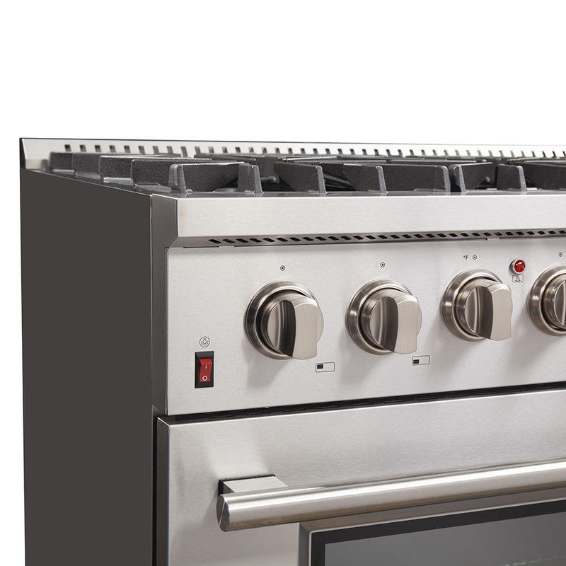 FORNO Maniago 36" Gold Freestanding Dual Fuel Range with 240v Electric Oven - 6 Burners and Convection Oven-FFSGS6156-36