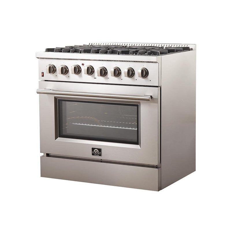 FORNO Maniago 36" Gold Freestanding Dual Fuel Range with 240v Electric Oven - 6 Burners and Convection Oven-FFSGS6156-36