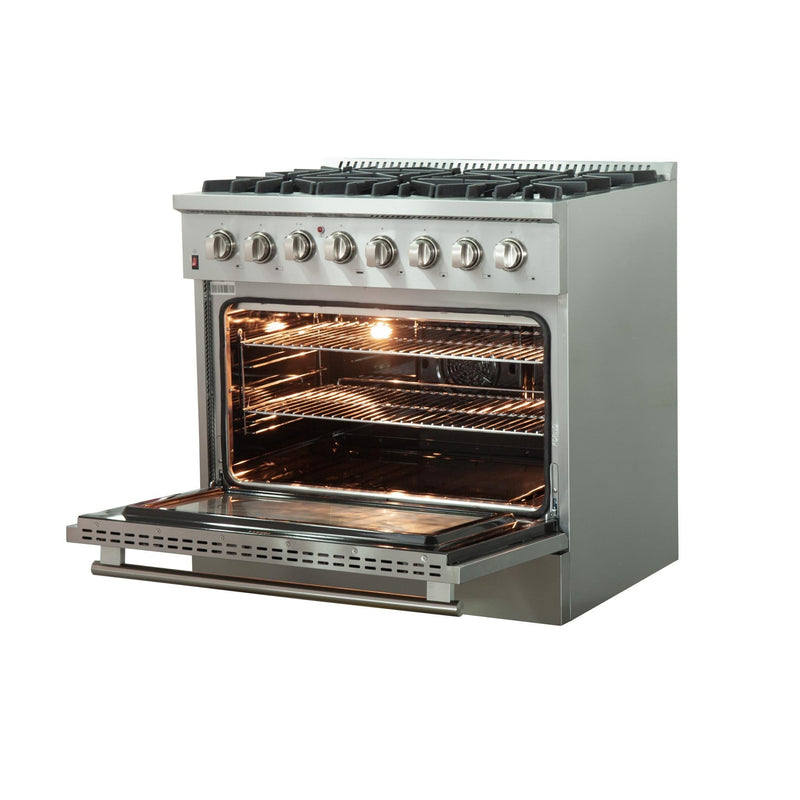 FORNO Maniago 36" Gold Freestanding Dual Fuel Range with 240v Electric Oven - 6 Burners and Convection Oven-FFSGS6156-36