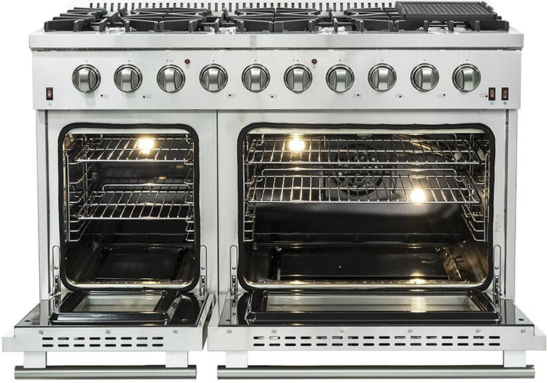 Forno Appliance Package - 48 Inch Gas Range, 60 Inch Refrigerator, Range Hood, Dishwasher, FRH-FFSGS6244-48HB