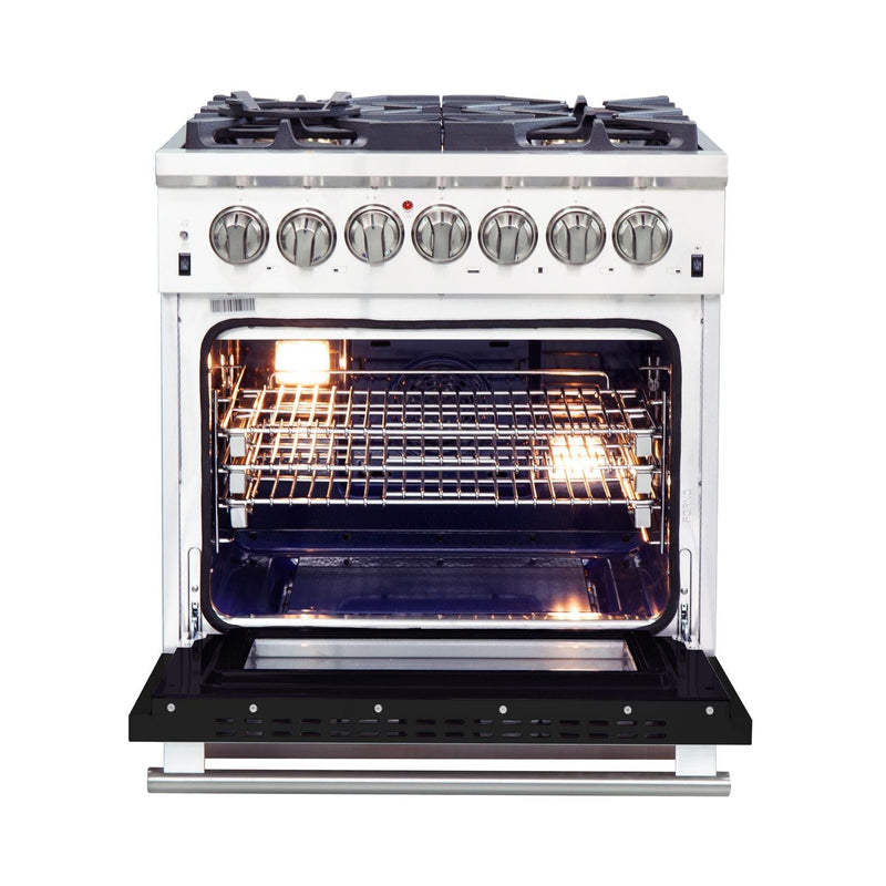 FORNO Capriasca - Titanium Professional 30" Freestanding Dual Fuel 240V Electric Colored Door Oven Range FFSGS6187-30